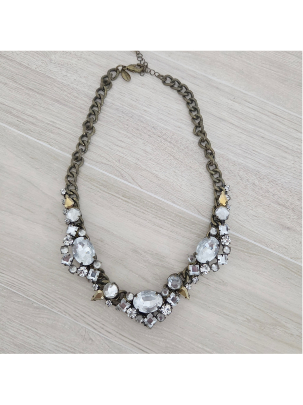 Women's Express Statement Necklace One Size Bronze Clear Rhinestone